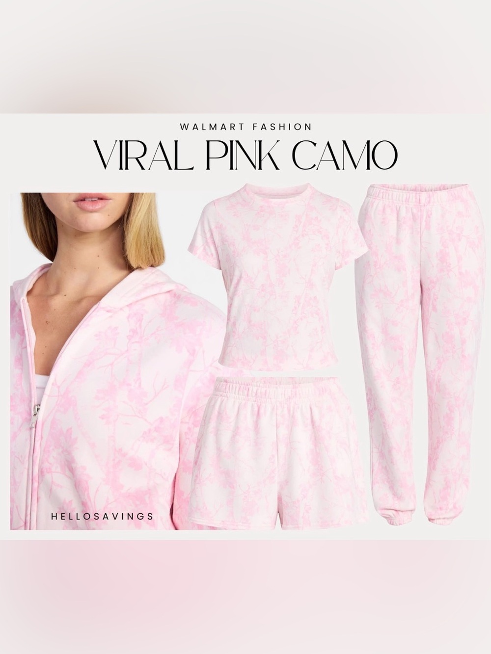 No boundaries Women’s "Viral Pink Camo" loungewear collection - set of 4